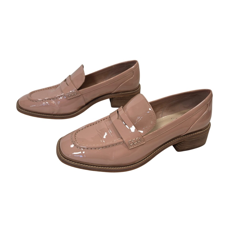 Vince Camuto Eckinti Pink Leather Block Heel Square Toe Penny Loafers 9.5M